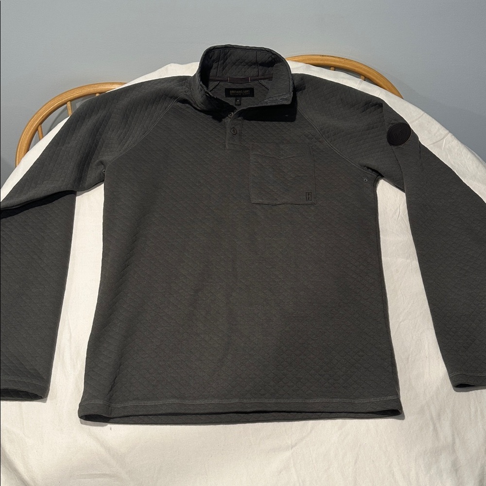 Brothers & Sons Quilted Pullover Gray Quarter Snap Sweatshirt Men’s Medium